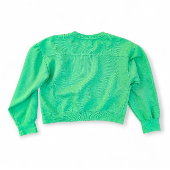 Zara Bright Green Cropped Crew Neck Sweater, Size S - Picture 2 of 6